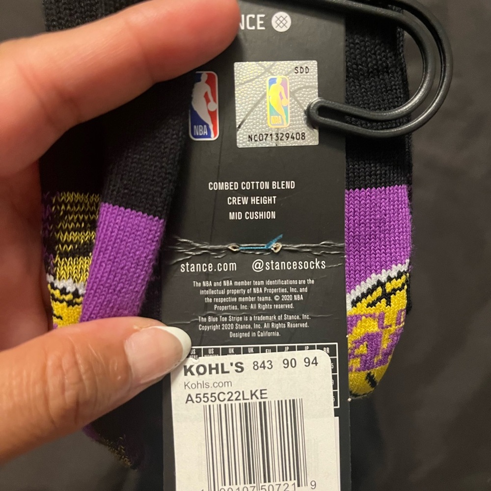 Stance Los Angeles Lakers Black and Purple Crew Socks cryptic collector’s Kobe - Picture 2 of 4
